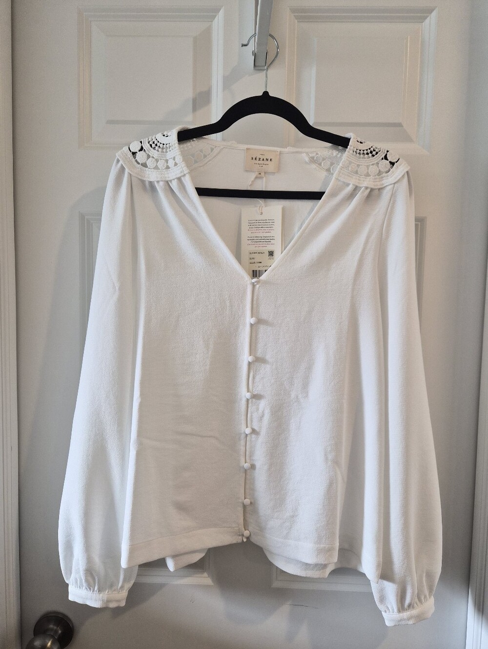 *NWT* [Sezane] Amalia Blouse In Ecru, Size 38/6